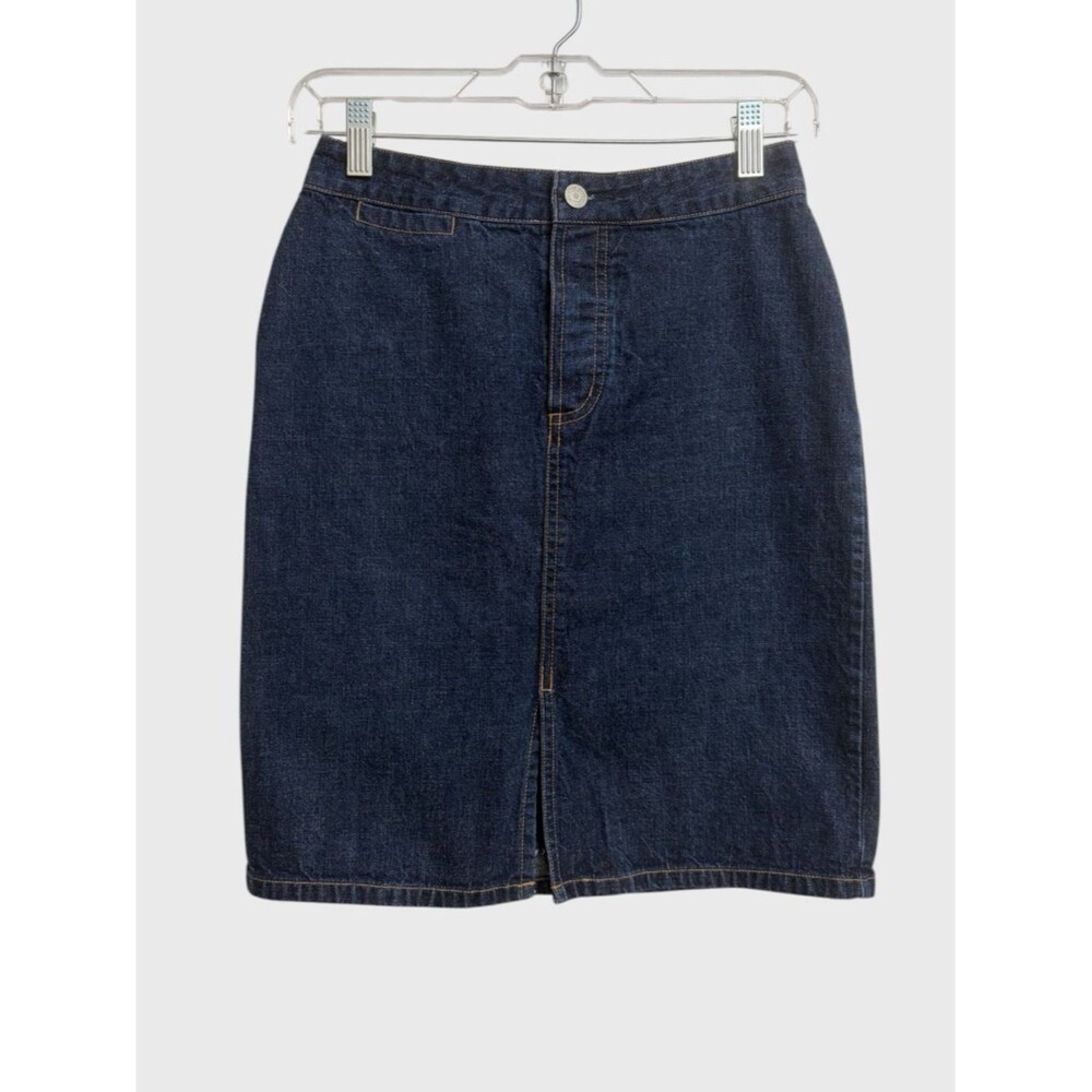 Gap Dark Wash Pencil Denim Skirt 1 (XS) Front Slit Casual Feminine Summer Office